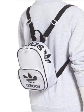 Adidas Originals: Santiago Mini Backpack White Black Trefoil Logo, Unisex